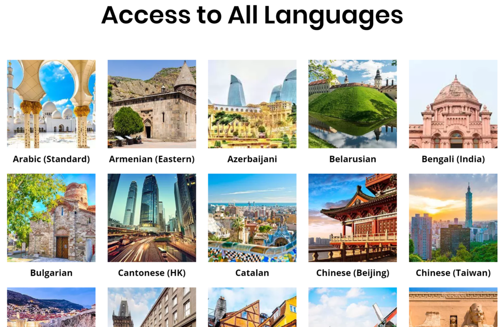glossika courses over 60 languages